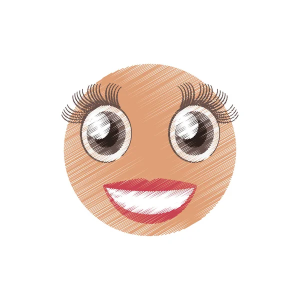 Dibujo chica emoticono imagen — Vector de stock