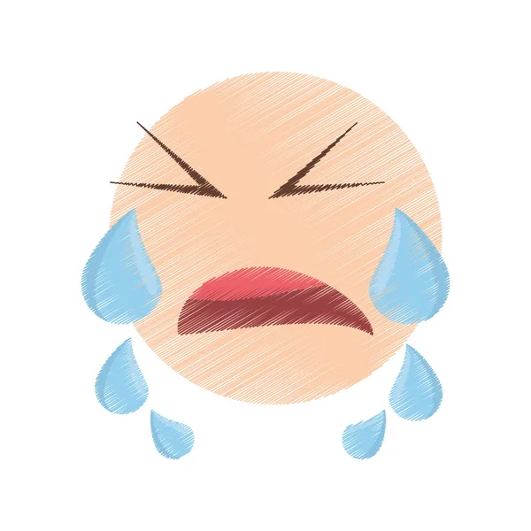 Drawing crying emoticon image — Stock Vector