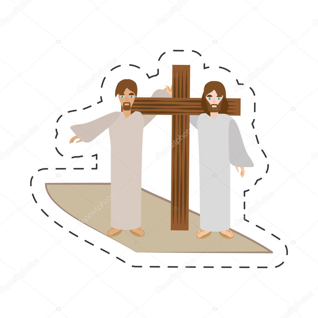 cartoon simon help jesus carry cross