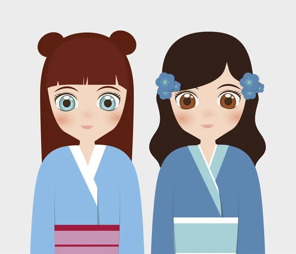 Japonské dívky koncept — Stockový vektor