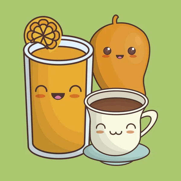 Diseño de alimentos kawaii — Vector de stock