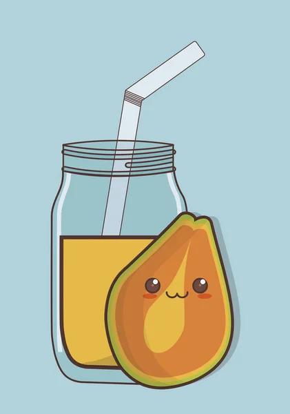 Kawaii εικονίδιο φρούτα και χυμό — Διανυσματικό Αρχείο
