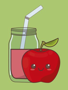 Kawaii meyve ve meyve suyu simgesi