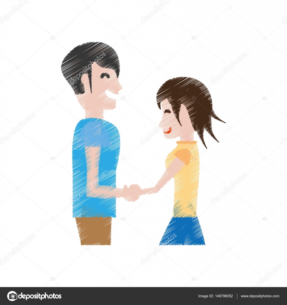 Relationship Boy And Girl Holding Hands Drawing