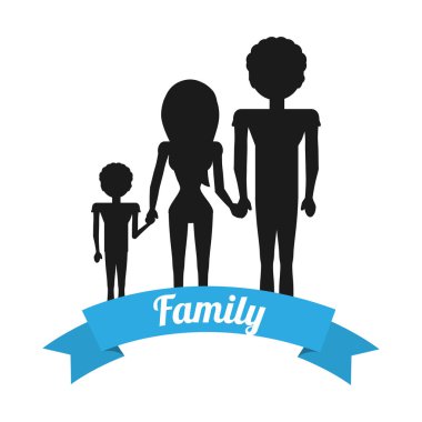 Şerit holding siluet aile eller