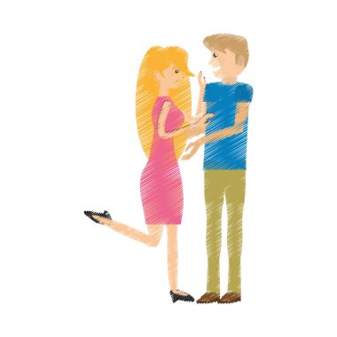 Çizim çift mutlu romantik