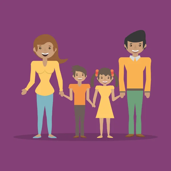 Familie Eltern Kinder glücklich zusammen — Stockvektor