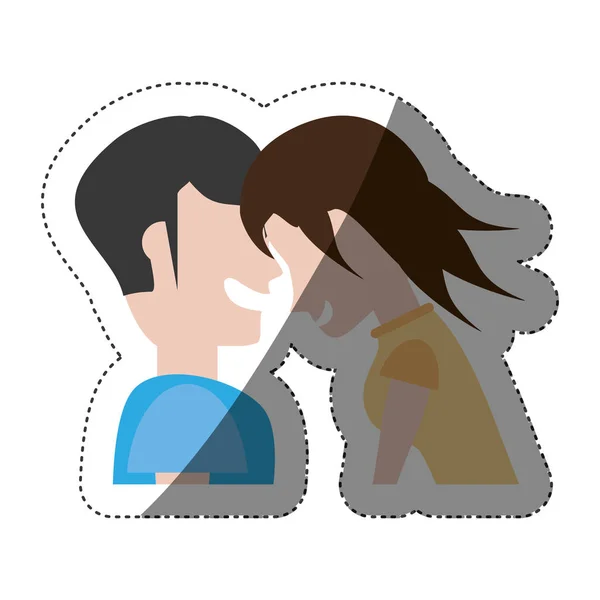 Pareja riendo divertido sombra — Vector de stock