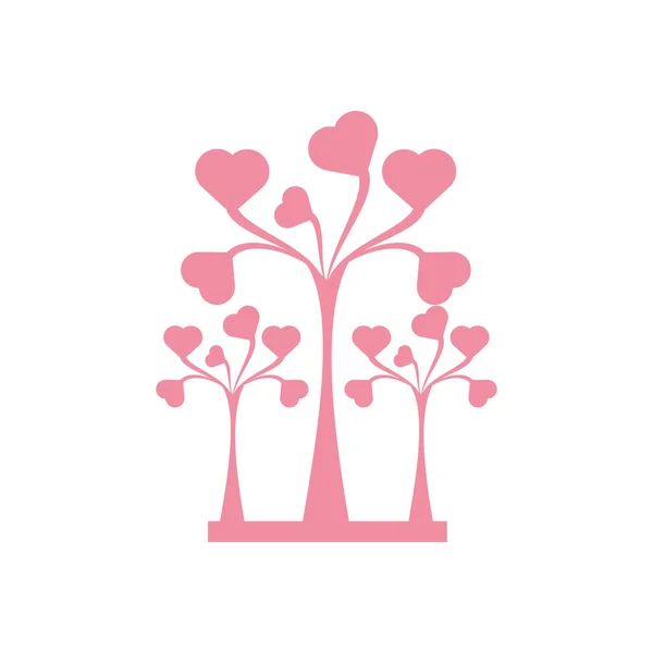 Drzewa różowy serce delikatne dekoracyjne — Wektor stockowy
