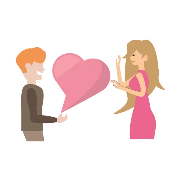 Ζευγάρι ρομαντική εικόνα μιλάμε καρδιά αγάπη — Διανυσματικό Αρχείο