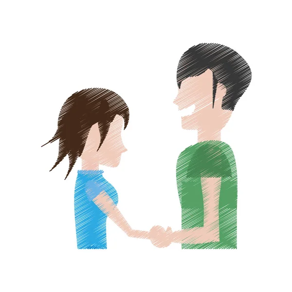 Dibujar hombre y mujer relación feliz — Vector de stock