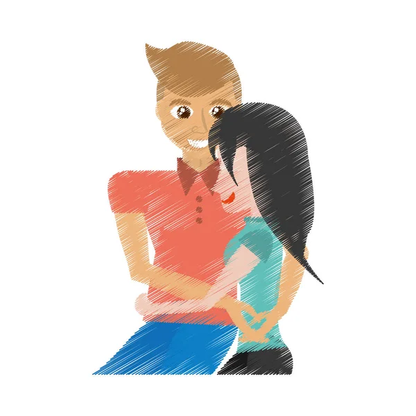 Dessin beauté couple heureux — Image vectorielle