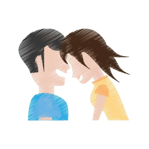 Dibujo pareja riendo divertido — Vector de stock