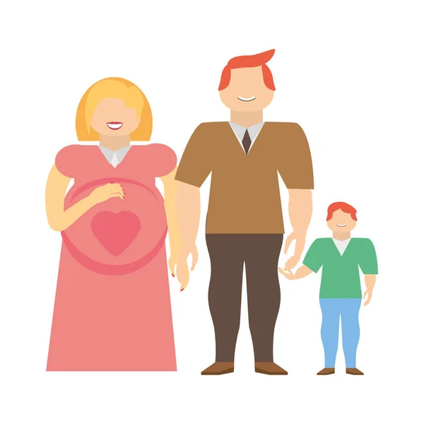 家族の妊娠カップル画像 — ストックベクタ