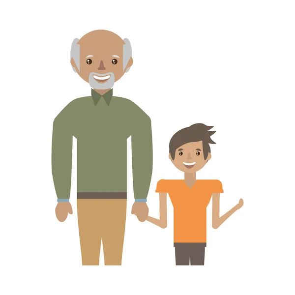 Nonno con nipote sorridente — Vettoriale Stock