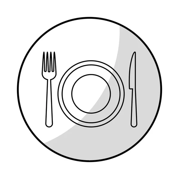 盘子、叉子和刀 — 图库矢量图片