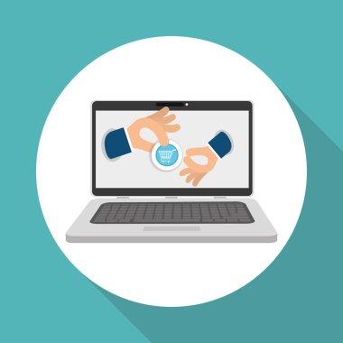 Beyaz arka plan üzerinde laptop tasarım online satın