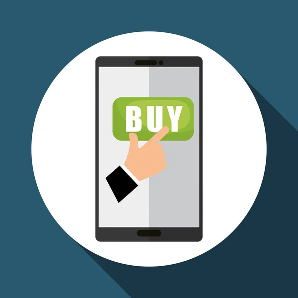 Over witte achtergrond, mobiele vector online kopen — Stockvector