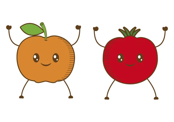 แอปเปิ้ลส้มการ์ตูน — ภาพเวกเตอร์สต็อก