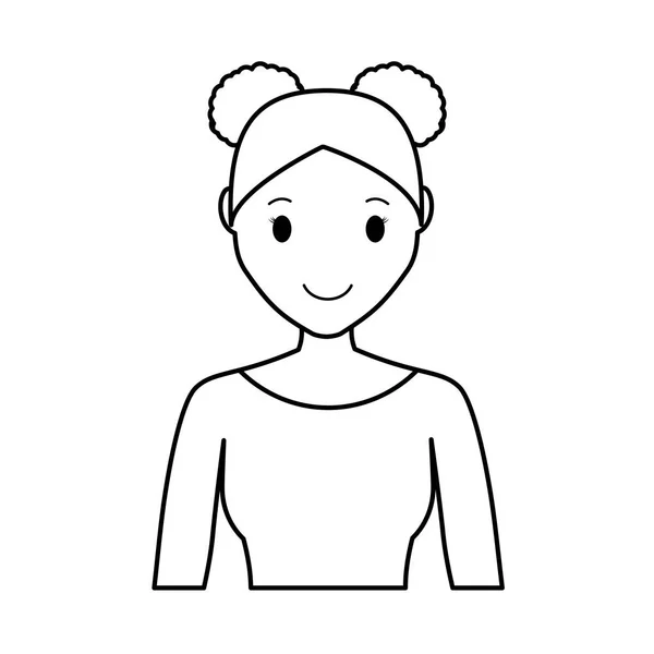 Счастливая девочка лицо значок мультфильма на белом фоне. векторная иллюстрация — стоковый вектор