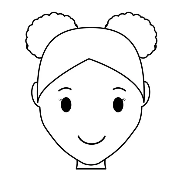 Menina desenho animado iconhappy menina rosto desenho animado ícone sobre fundo branco. ilustração vetorial — Vetor de Stock