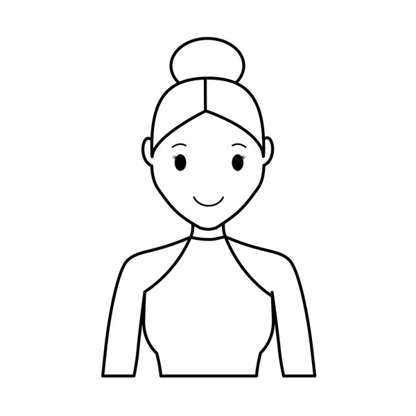 快乐的女孩脸卡通图标 — 图库矢量图片