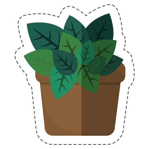 Groene plant in een pot-pictogram — Stockvector