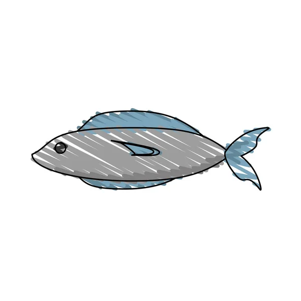 Desenho peixe fresco comida piquenique sombra — Vetor de Stock