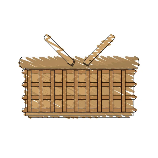 Desenho cesta de vime piquenique imagem — Vetor de Stock