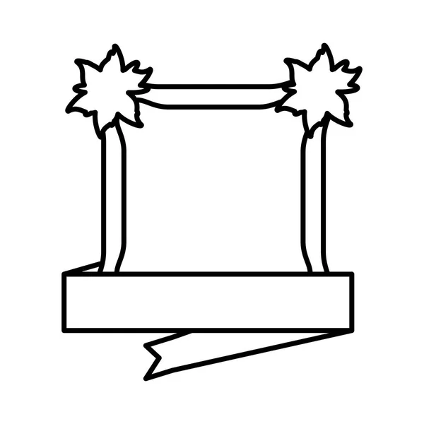 Étiquette ruban fleur décoration vide contour — Image vectorielle
