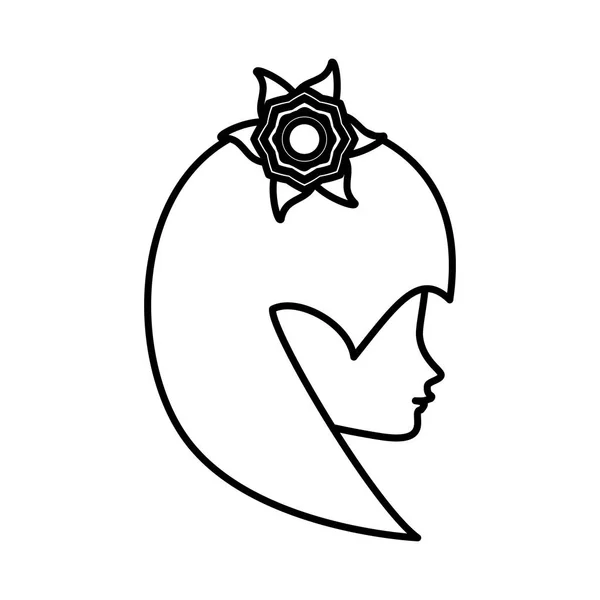 outline head woman flower romance