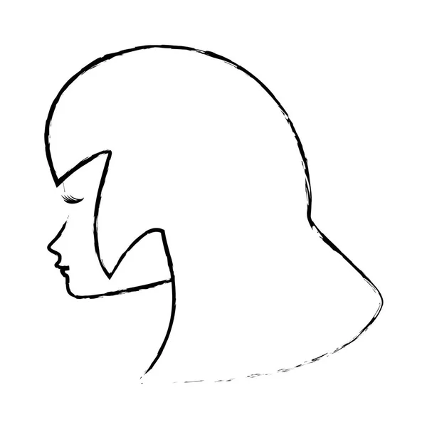 Esboço cabeça mulher ícone feminino — Vetor de Stock