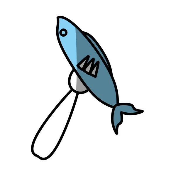 Peixe com sombra de piquenique de garfo — Vetor de Stock
