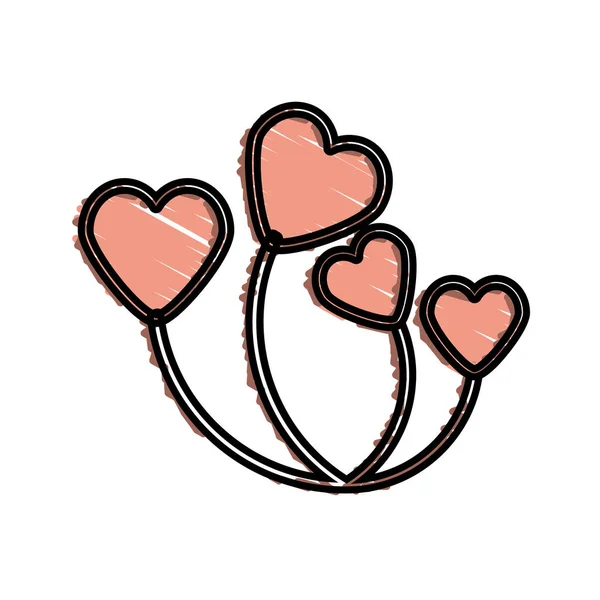 Palloncini cuore decorazione romantica — Vettoriale Stock