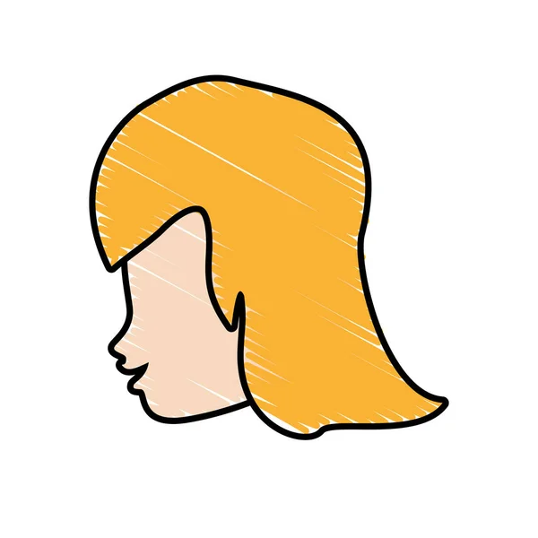 Cute profile woman avatar — Stock Vector