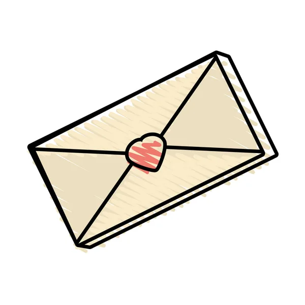 Message mail dessin romantique — Image vectorielle