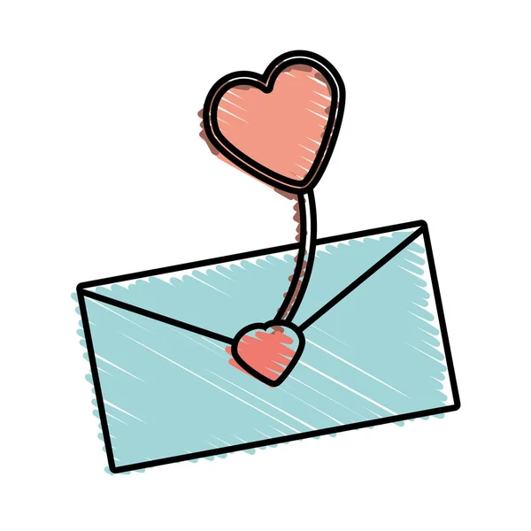 Meddelande e-romantiska hjärta ballong — Stock vektor