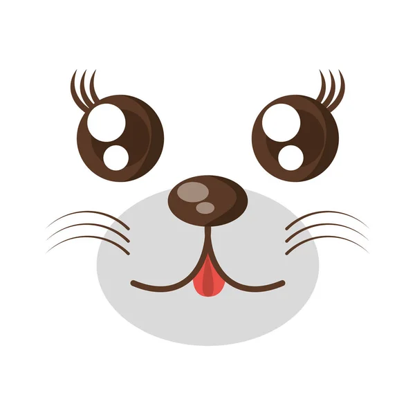 卡哇伊脸动物表情图标 — 图库矢量图片