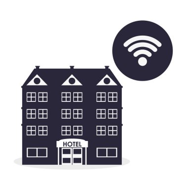 Otel tasarımı. seyahat etmek simge. İllüstrasyon izole ve düz