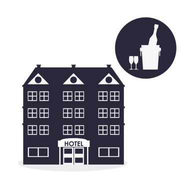 Otel tasarımı. seyahat etmek simge. İllüstrasyon izole ve düz