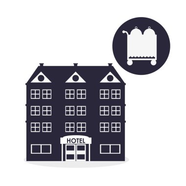 Otel tasarımı. seyahat etmek simge. İllüstrasyon izole ve düz