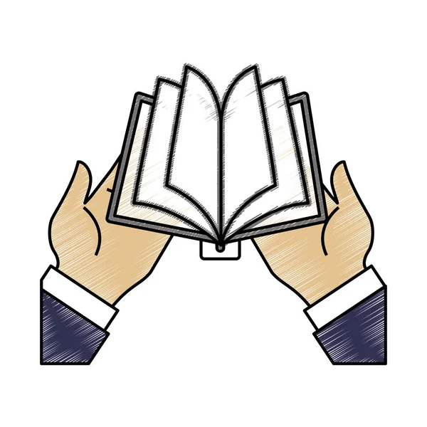 Handen die een boek vasthouden — Stockvector