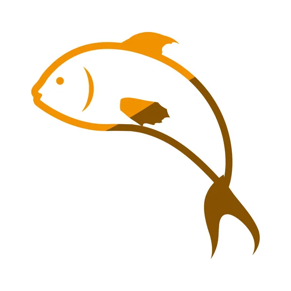 Fish sea yellow symbol — Stock Vector