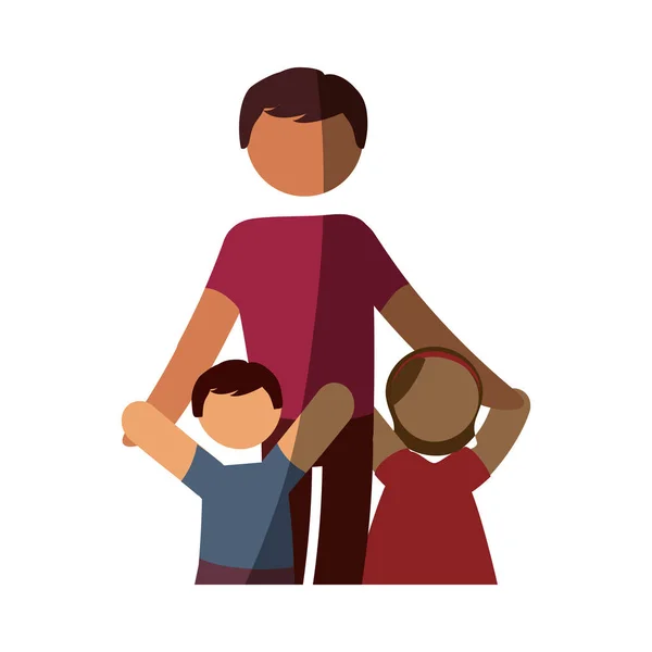 Padre con hijos — Vector de stock