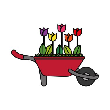 El arabası simge vektör çizim grafik tasarım çiçekler