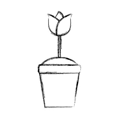 Pot simge vektör çizim grafik tasarım güzel çiçek