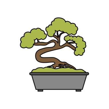 Bonsai Japon ağacı simge vektör çizim grafik tasarım
