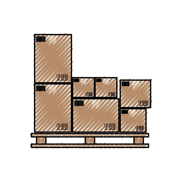Delivery Cardboard Boxes Icon Vector Illustration Graphic Design — Stock Vector