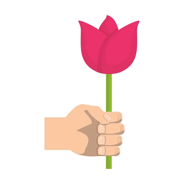 Hand Mit Schönen Blume Symbol Vektor Illustration Grafik Design — Stockvektor