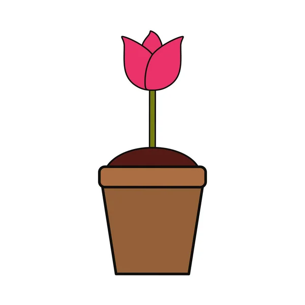 Bela Flor Vaso Ícone Vetor Ilustração Design Gráfico — Vetor de Stock